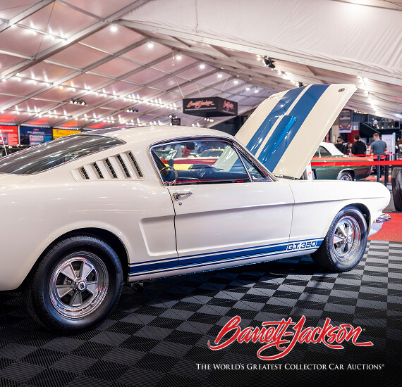 Barrett-Jackson Auto Auction Flooring with Barret Jackson logo overlayed